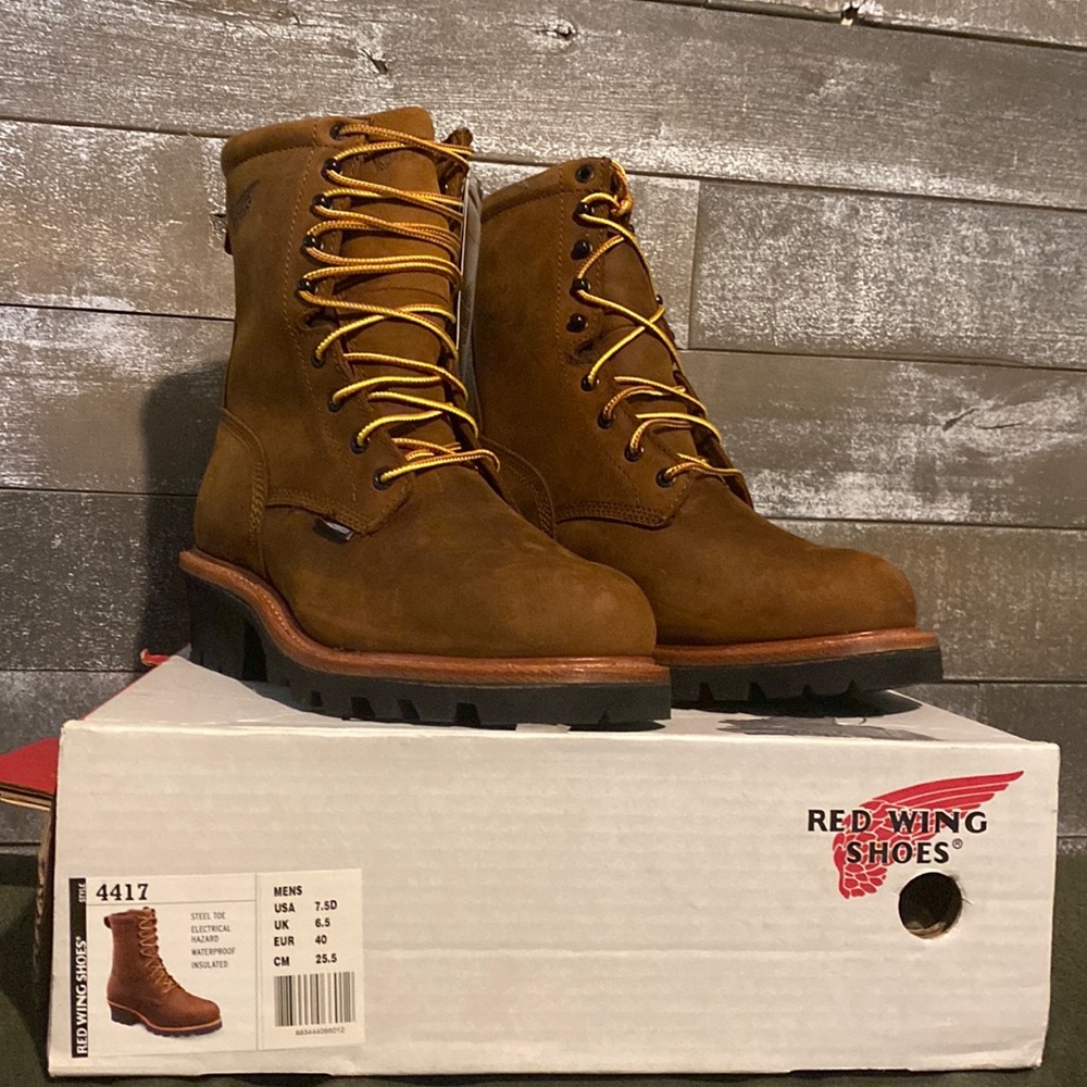 Red Wing Men’s size 7.5 Steel Toe, Electrical Hazard, Waterproof, and Insulated